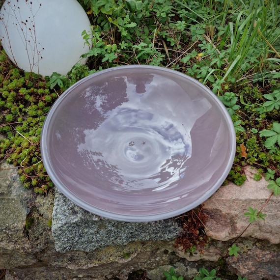 Glas Brunnenschale Ø 40 cm – lila Dekoschale für Zimmerbrunnen Nebler Obst oder Deko – runde Glasschale als Brunnenbasis oder Wohnaccessoire