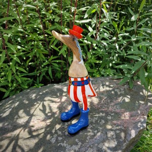 handmade duck decorative figure wood with hat duck figure runner duck wooden duck handmade decoration garden decoration