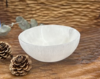 Segunda opção!! Tigela decorativa redonda de selenita, tigela para energizar, feita à mão em Marrocos, tigela para armazenamento e energização, feita à mão