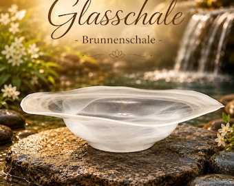 Glazen schaal, fonteinschaal, bloemenmotief, wit, Ø 40 cm, voor sproeiers en binnenfonteinen, reserveschaal, edelsteenfontein, fruitschaal
