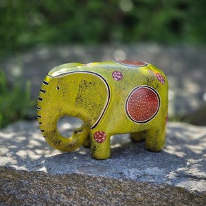 XL soapstone elephant decoration animal figure sculpture statue elephant figure lucky elephant handmade and hand-painted 3 kg - unique piece