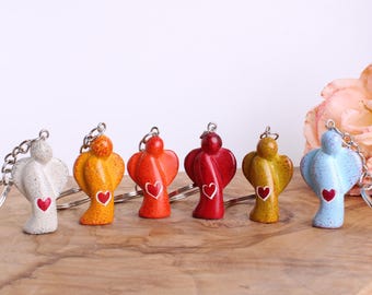 Llavero de ángel de esteatita – Hecho a mano – Disponible en 6 colores, hecho y pintado a mano – Colgante de ángel de la guarda
