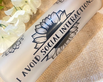 Antisocial Sunflower Iced Coffee Glass with Bamboo Lid & Straw