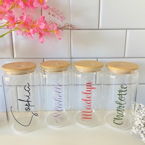 Personalized Iced Coffee Glass Personalized Glass Cups with Name Custom Glass Tumbler Personalized Bridesmaid Gifts Custom Soda Can Glass