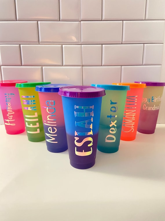 Personalized Color Changing Tumblers with Name | Birthday Party Favors | Kids & Adults Reusable Plastic Cups
