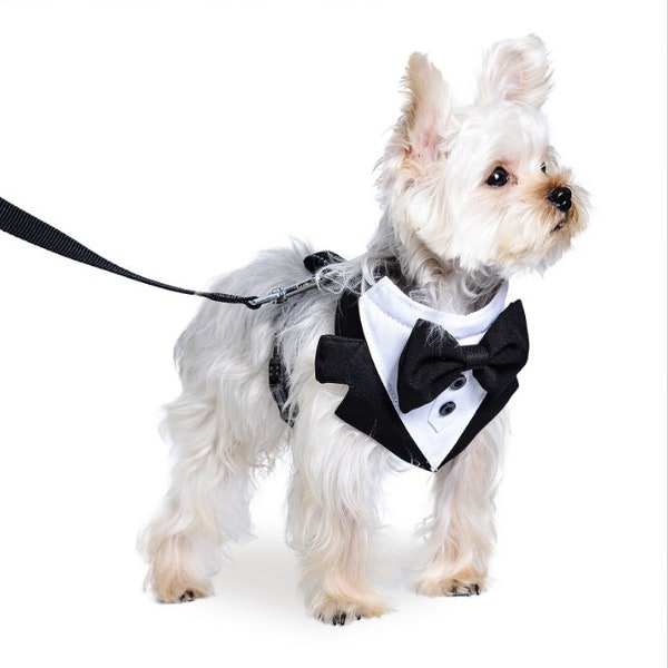 Wedding pet leash/harness, pet suit and tie, anti-breakaway, Chest strap suit dress, Universal for cats and dogs, 100g so light!, no burden!