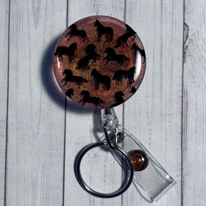 Horse Badge Reel/lanyard: Sparkle Background, Retractable ID Clip