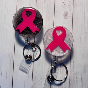Breast Cancer Awareness Badge Reel, October Cancer Awareness, Pink Ribbon: Simple, Lightweight, Handcrafted, Unique Gift
