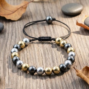 Armband zur Raucherentwöhnung, dreifarbiger Hämatit, Raucherentwöhnung Schmuck, Willenskraft & Detox Armband, Suchthilfe, verstellbare Kordel