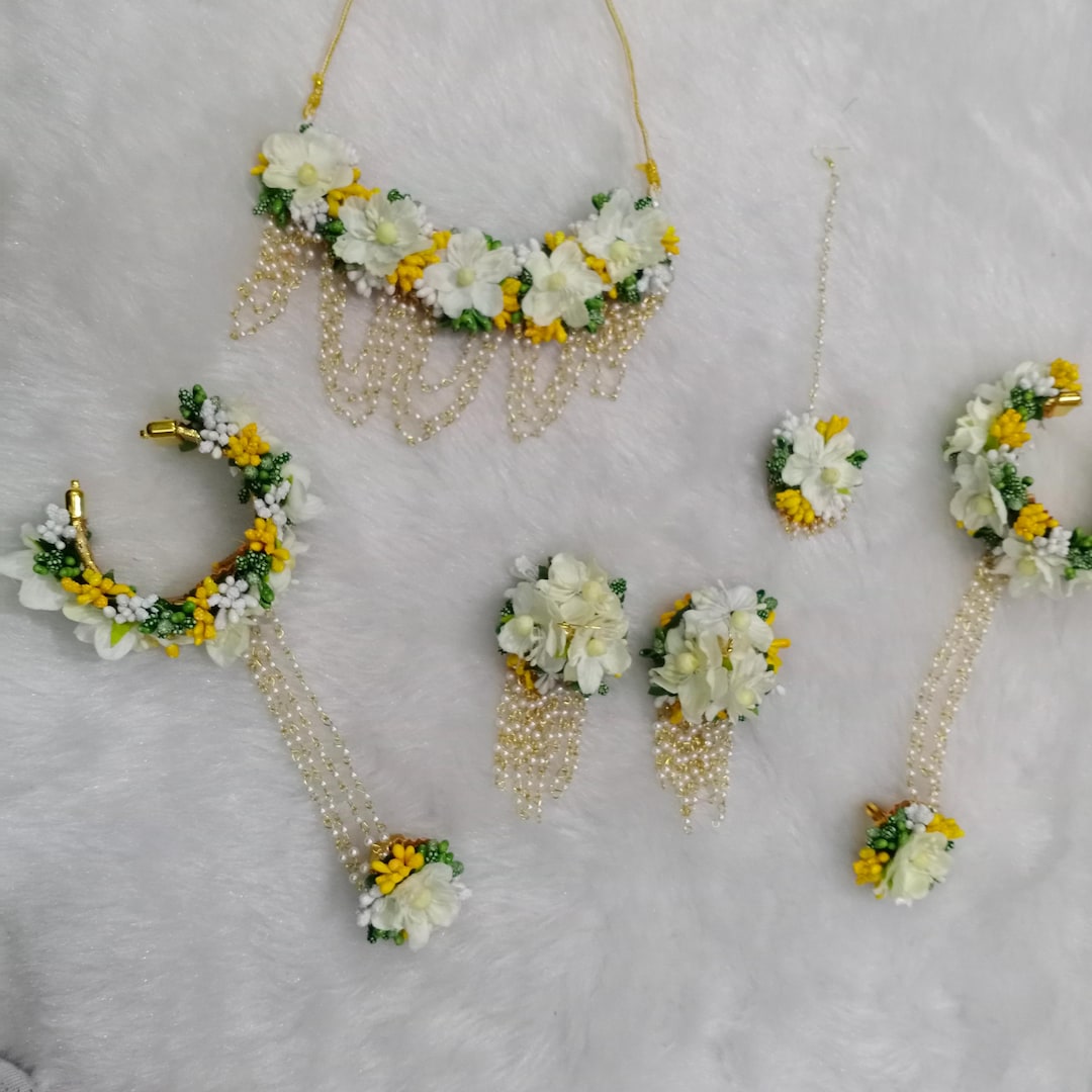 baby shower flower jewelry green flower jewellery set