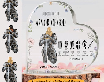 Targa in acrilico personalizzata: Armatura di Dio, regalo cristiano personalizzato