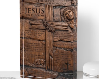 Blocco acrilico "Le sette ultime parole di Gesù" - Personalizzato, Regalo per pastore, Regalo di preghiera cristiana