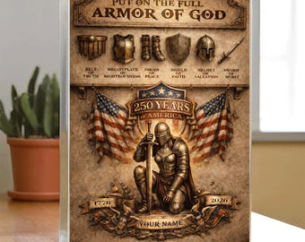Indossa l'armatura completa di Dio, versione 250 anni d'America, blocco acrilico, regalo per pastore donna, donne boss