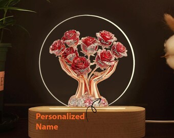 Regali di compleanno personalizzati per la festa della mamma, nomi personalizzati per bambini, luce notturna in legno