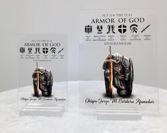 Targa in acrilico "Armatura di Dio": regalo cristiano personalizzato