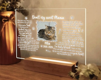 Placa LED con foto de mascota conmemorativa personalizada: regalo de condolencia