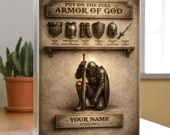 Indossa l'armatura completa di Dio, ricordi del pastore, regalo per il pastore, idee regalo per il mese di apprezzamento del pastore, blocco acrilico personalizzato