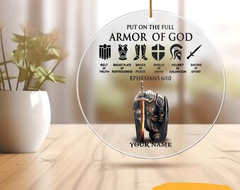 Adorno acrílico personalizado: Armadura completa de Dios, regalo para pastor