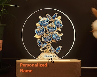 Regali personalizzati per la festa della mamma, nome personalizzato per bambini, lampada notturna in legno, compleanno della mamma