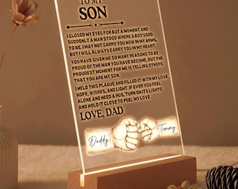 Placa LED acrílica personalizada - Para mi hijo - Regalo de papá
