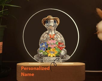 Regali di compleanno personalizzati per la festa della mamma, lampada in legno regalo per la nonna, nonna tartaruga