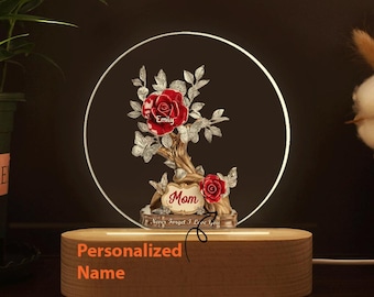 Regali per la festa della mamma, nome personalizzato per bambini, lampada da notte in legno, compleanno della mamma