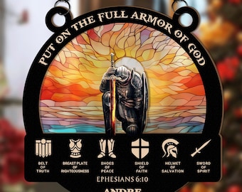 Adorno de la Armadura Completa de Dios: Regalo cristiano personalizado, decoración de oración