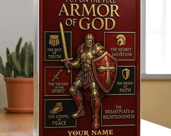 Targa in acrilico personalizzata: Armatura completa di Dio - Regalo cristiano