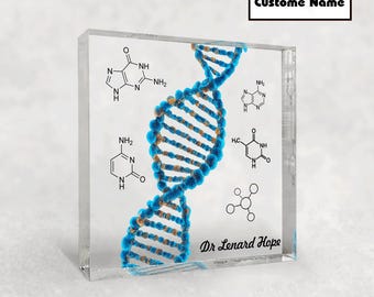 Blocchi acrilici di DNA personalizzati, regalo di biologia per dottori di ricerca, microbiologia, biomedicina, pre-medicina, regalo per dottori