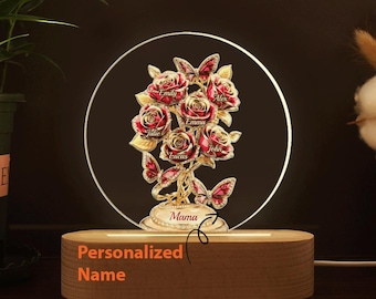 Regali di compleanno personalizzati per la festa della mamma, nomi personalizzati per bambini, lampada notturna in legno
