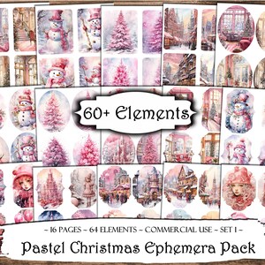 Pastel kerstpakket kortstondige kerstdagen: plakboekkit voor ongewenste dagboeken (digitale download)
