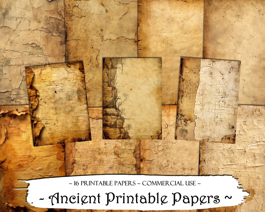 Ancient Printable Paper, Junk Journal Kit, Digital Papers, Scrapbooking ...