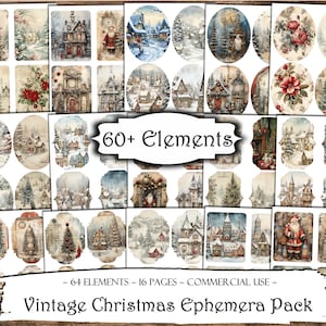 Vintage Christmas Ephemera Pack, Junk Journal Kit, Scrapbooking, Scrapbook Supplies, Junk Journal Supplies, Collage Sheets Fussy Cuts, Craft