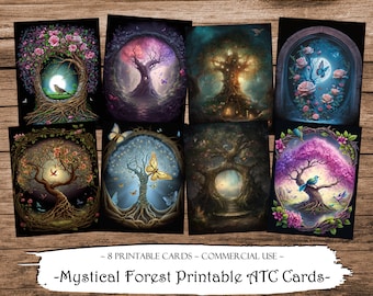 Mystical Forest ATC-kaarten: afdrukbare ongewenste logboeken (digitale download)