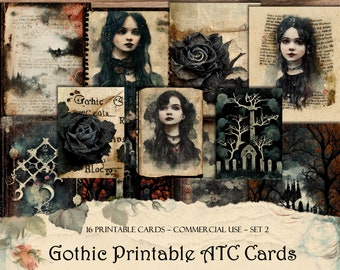 Gothic ATC Cards: Printable Junk Journal Ephemera (Digital Download)