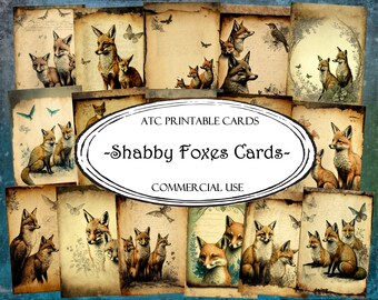 Shabby Foxes ATC Cards: Printable Junk Journal Ephemera (Digital Download)