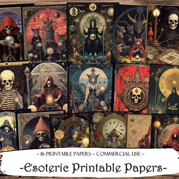 Esoteric Printable Papers, Occult Journal, Junk Journal Kit, Ephemera, Digital Papers, Digital Backgroudns, Scrapbooking, Journal Supplies
