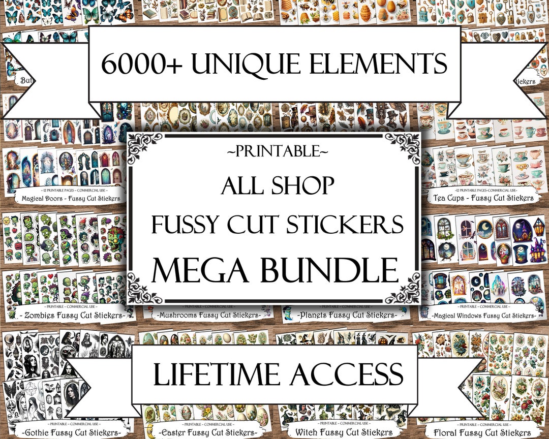 750 Printable Pages of Fussy Cut Stickers, Junk Journal Printable ...
