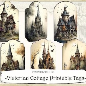 Victorian Cottage Junk Journal Tags, Printable Tags, Junk Journal Supplies, Scrapbooking Supplies, Ephemera Printable Paper, Labels, Tags