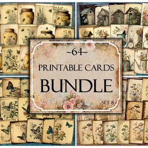 Printable ATC Cards, Junk Journal Cards, Digital Paper, Printable Journaling Cards, Digital Download, Scrapbooking, Ephemera, Collage Sheets