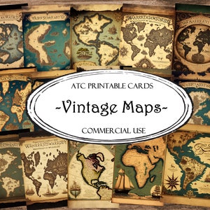 Vintage Karten ATC Karten, Junk Journal Karten, digitales Papier, druckbare Journaling Karten, digitaler Download, Scrapbooking, Ephemera, ATC Karten