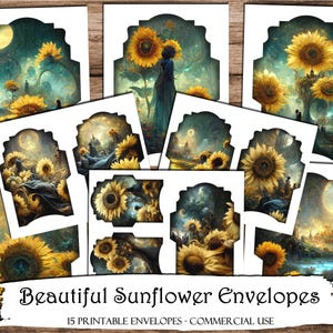 Belles enveloppes tournesol, Enveloppes pour carnets indésirables, Fournitures pour carnets indésirables, Enveloppes minables, Enveloppes à imprimer, Scrapbooking, Éphémères
