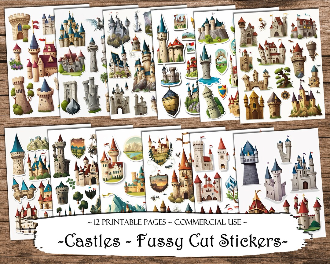 Castles Fussy Cut Printable Stickers Junk Journal Printable Etsy