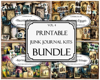 Junk Journal Kit BUNDLE: 4 Printable Ephemera Packs (Digital Download)