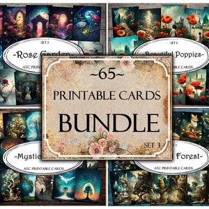 Cartes ATC imprimables, cartes de journal indésirable, papier numérique, cartes de journalisation imprimables, pack éphémère, kit de scrapbooking, fournitures de journal