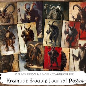 Krampus Double Journal Pages, Junk Journal Kit, Scrapbooking, Druckbare Papiere Digitale Papiere Collage Sheets, Scrapbook Zubehör Ephemera