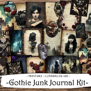 Gothic Junk Journal Kit, Junk Journal Supplies, Junk Journal Ephemera, Scrapbooking Supplies, Ephemera Pack, Journal Printable, ATC Cards