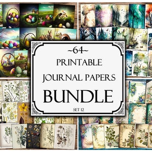 64 Printable Junk Journal Papers Bundle: Scrapbook Ephemera (Digital Download)