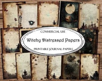 Witchy Distressed Journal Papers: Printable Scrapbook Ephemera (Digital Paper)