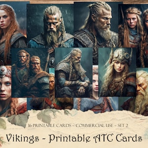 Cartes ATC imprimables Vikings, Kit de journal indésirable, Scrapbooking, Éphémères, Fabrication de cartes, Fournitures pour journaux, Fournitures de scrapbooking, Cartes de journalisation